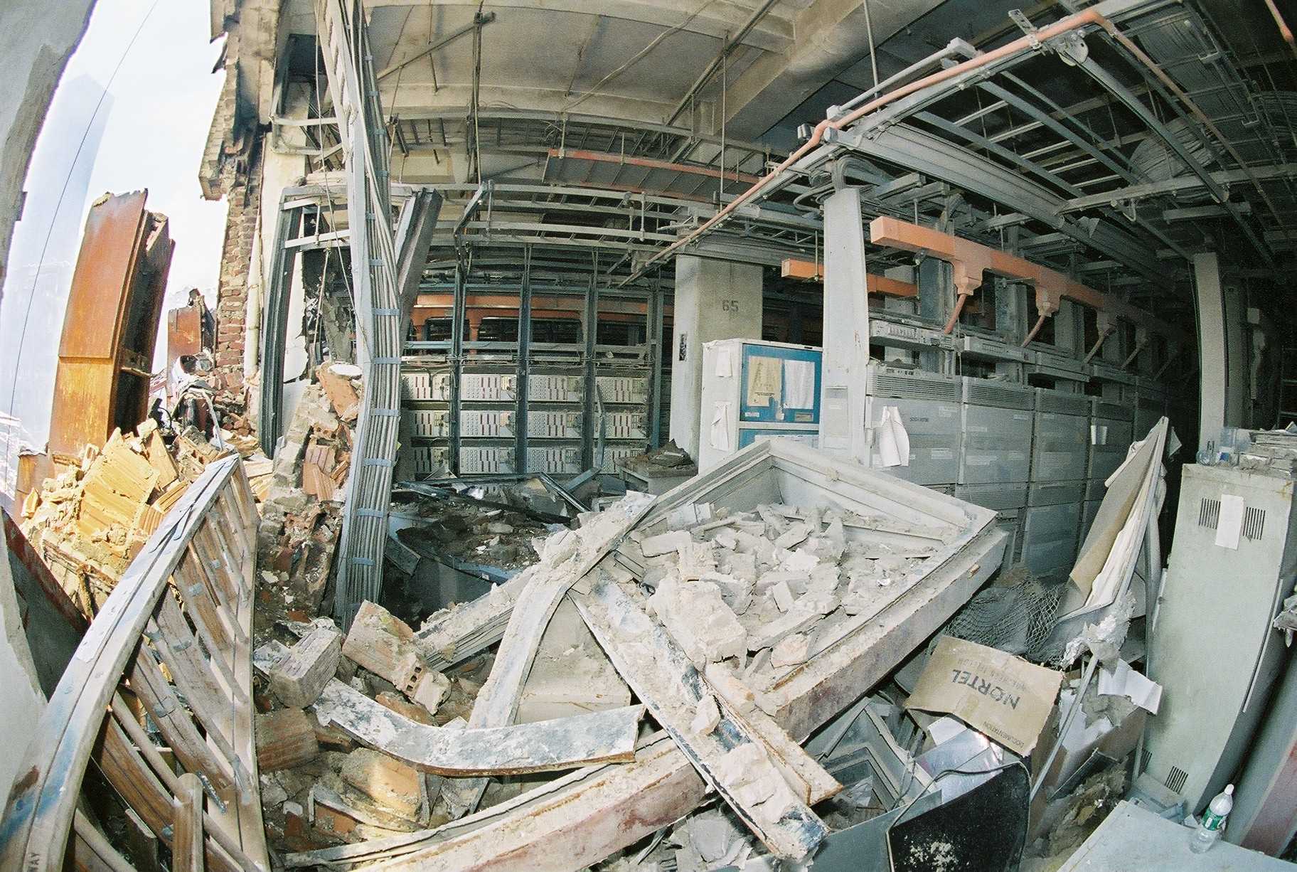 Recovery efforts began immediately after Sept. 11, 2001, to restore the telephone network hub housed in the Verizon Building. Photo courtesy of Michael Mazzeo Electric.