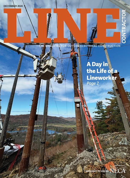 Line Contractor, December 2024 issue. A Day in the Life of a Lineworker, page 2.