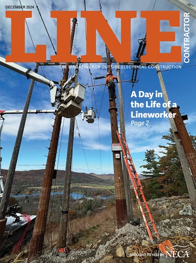 Line Contractor, December 2024 issue. A Day in the Life of a Lineworker, page 2.