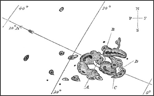 Carrington sketched and annotated sunspots from images cast by his telescope. In this Sept. 1, 1859 illustration, he recorded his first-ever sighting of solar flares atop sunspots. | Wikimedia Commons
