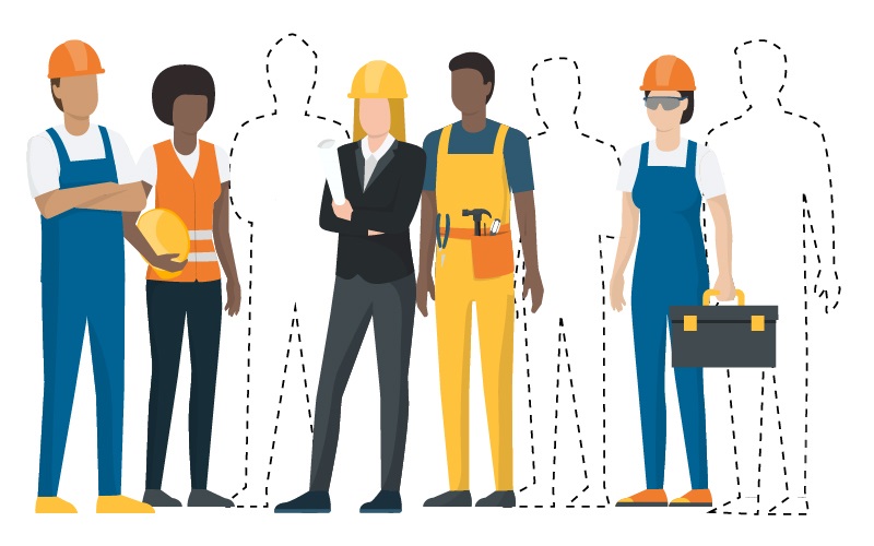 people in construction attire