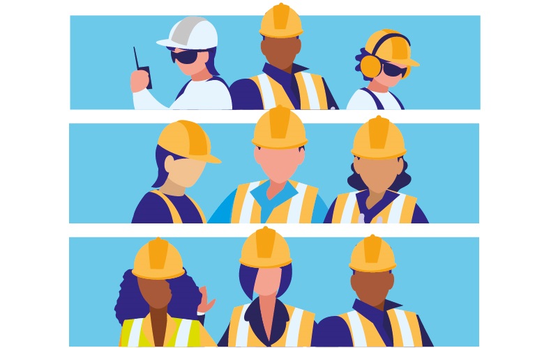 people in construction attire
