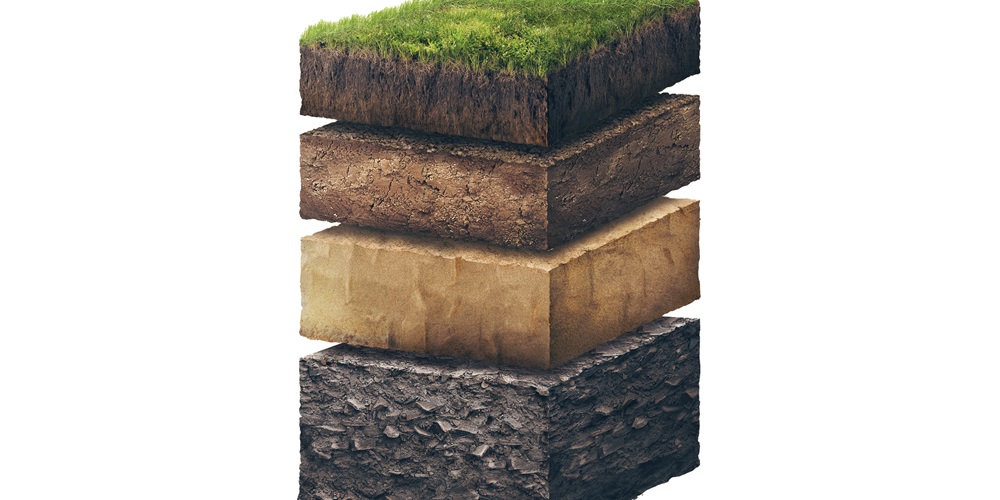 different soil types stacked