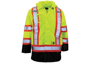 Yellow and orange safety parka. Image by HiVis Supply.