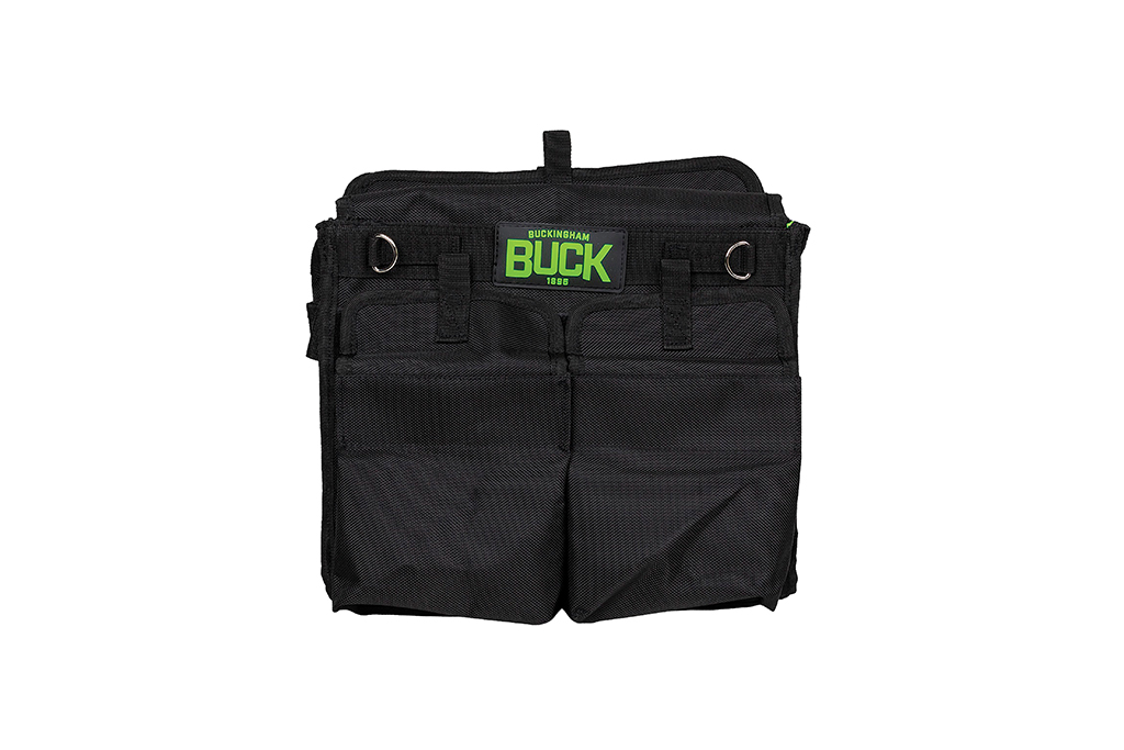 Black bag with green "Buck" label. Image by Buckingham.