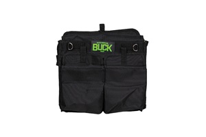 Black bag with green "Buck" label. Image by Buckingham.