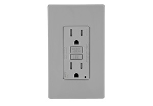 Gray electrical outlet. Image by Leviton.