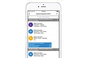 Smartphone with an open app reading Shift Production Summary. Image by Synchro.