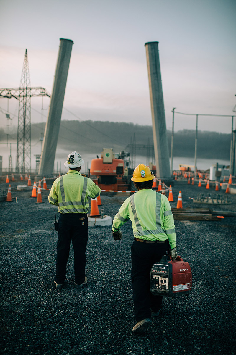employees walking to work site