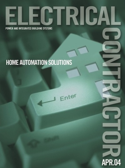Electrical Contractor cover reading Home Automation Solutions with an image of a green keyboard with the Enter key stretched into the shape of a house.