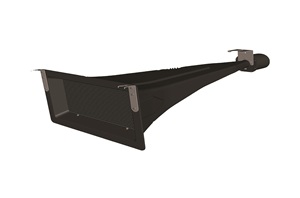 Long, black emergency horn. Image by Biamp.