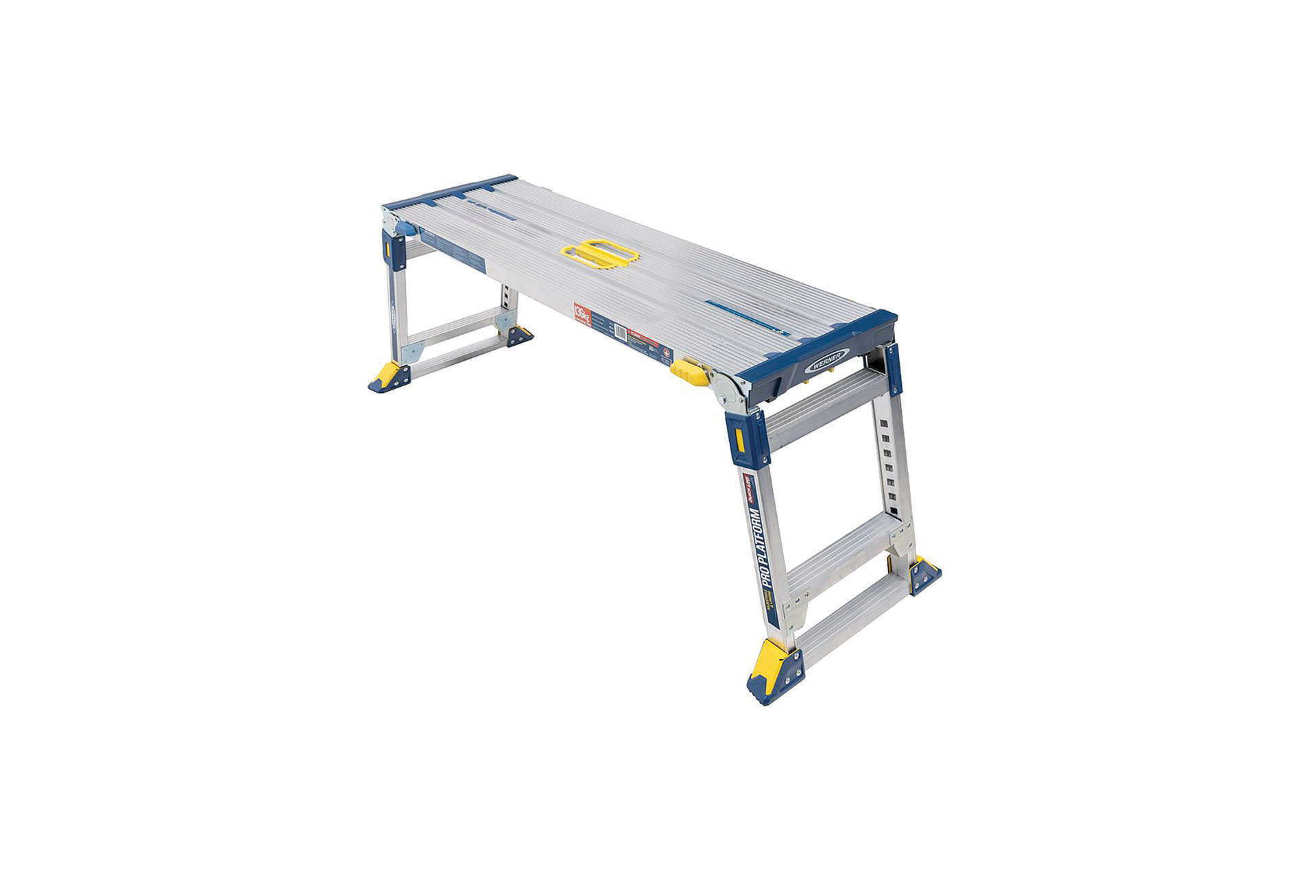 Blue, silver, and yellow work platform. Image by Werner.