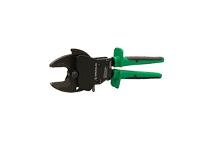 Green ratchet cable cutter. Image by Greenlee.