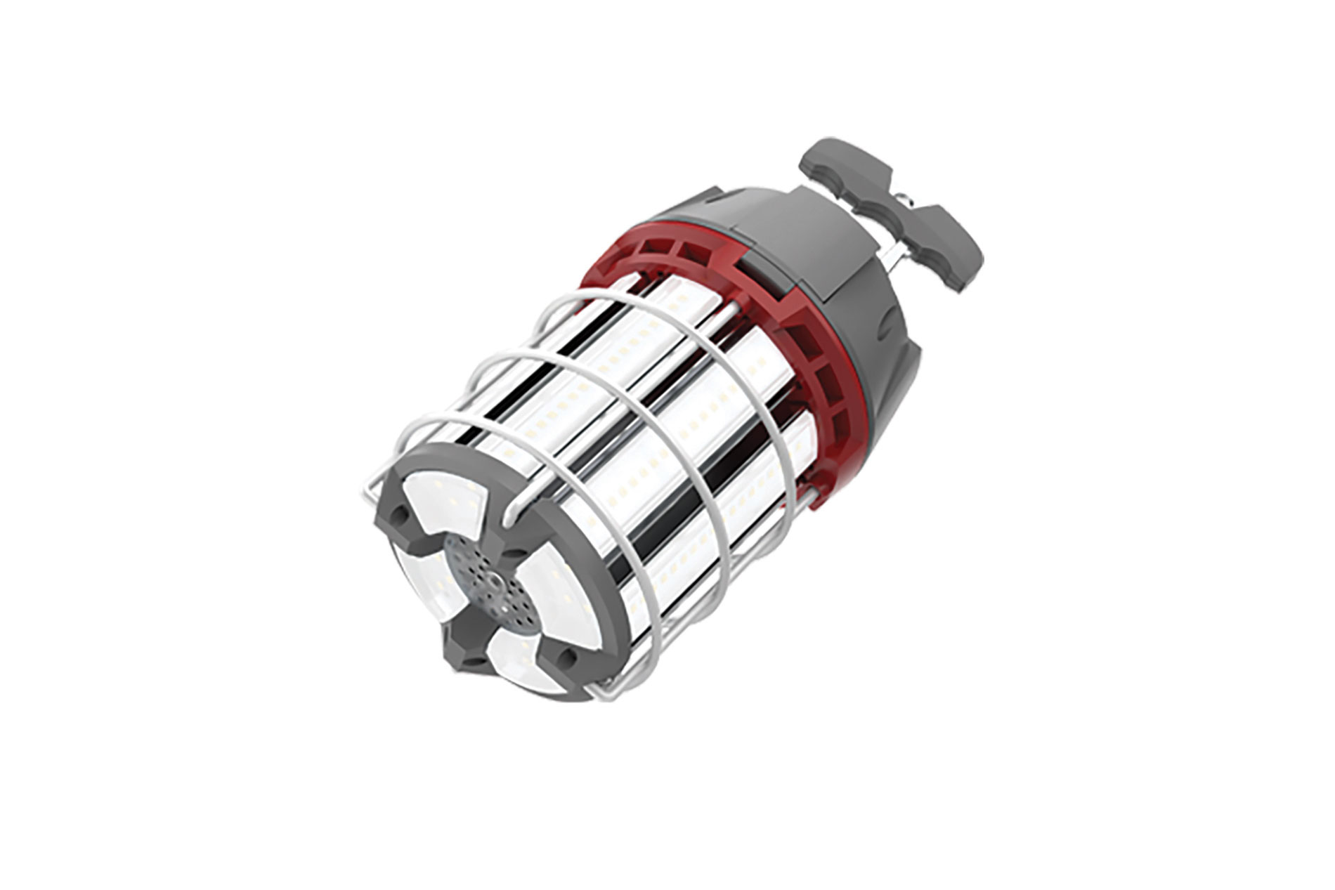 Gray and red work light. Image by Keystone Technologies.