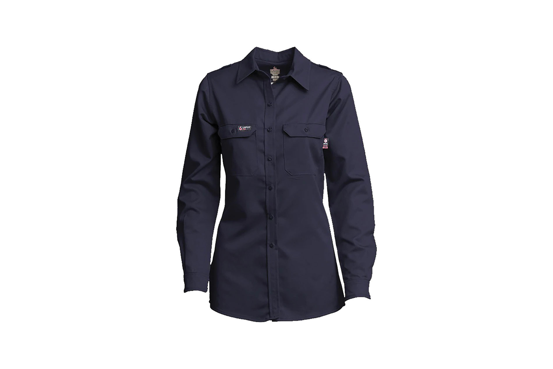 Navy blue work shirt. Image by LAPCO Manufacturing Inc.