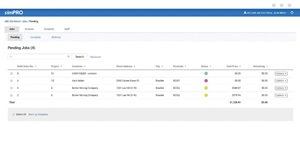 Software screenshot showing jobs, addresses, and prices. Image by simPRO.