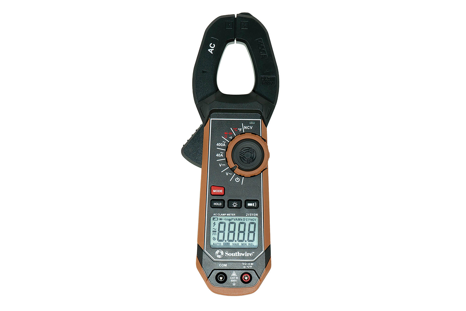 Gray and brown clamp meter. Image by Southwire.