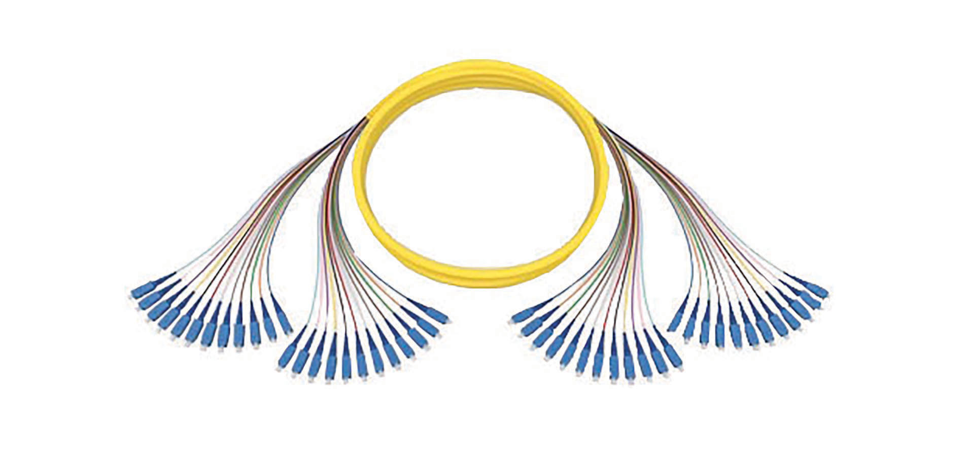 Blue and yellow fiber optic cables. Image by Corning.