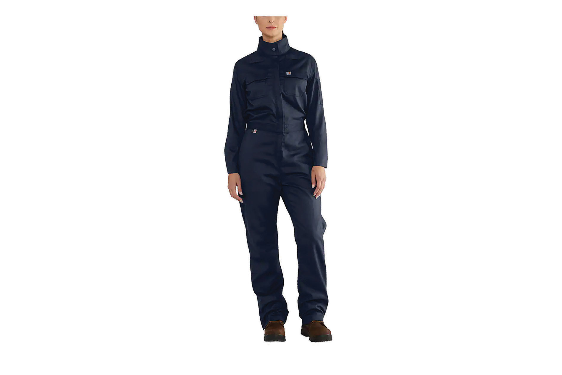 0622_Featured_carhartt A woman wears dark blue coveralls. Image by Carhartt.