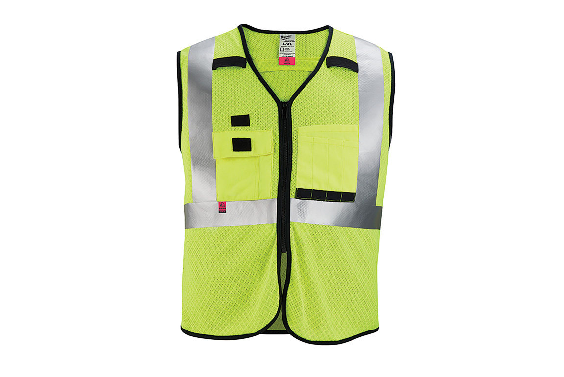 0622_LC_Milwaukee Neon yellow vest with gray stripes. Image by Milwaukee Tool Corp.