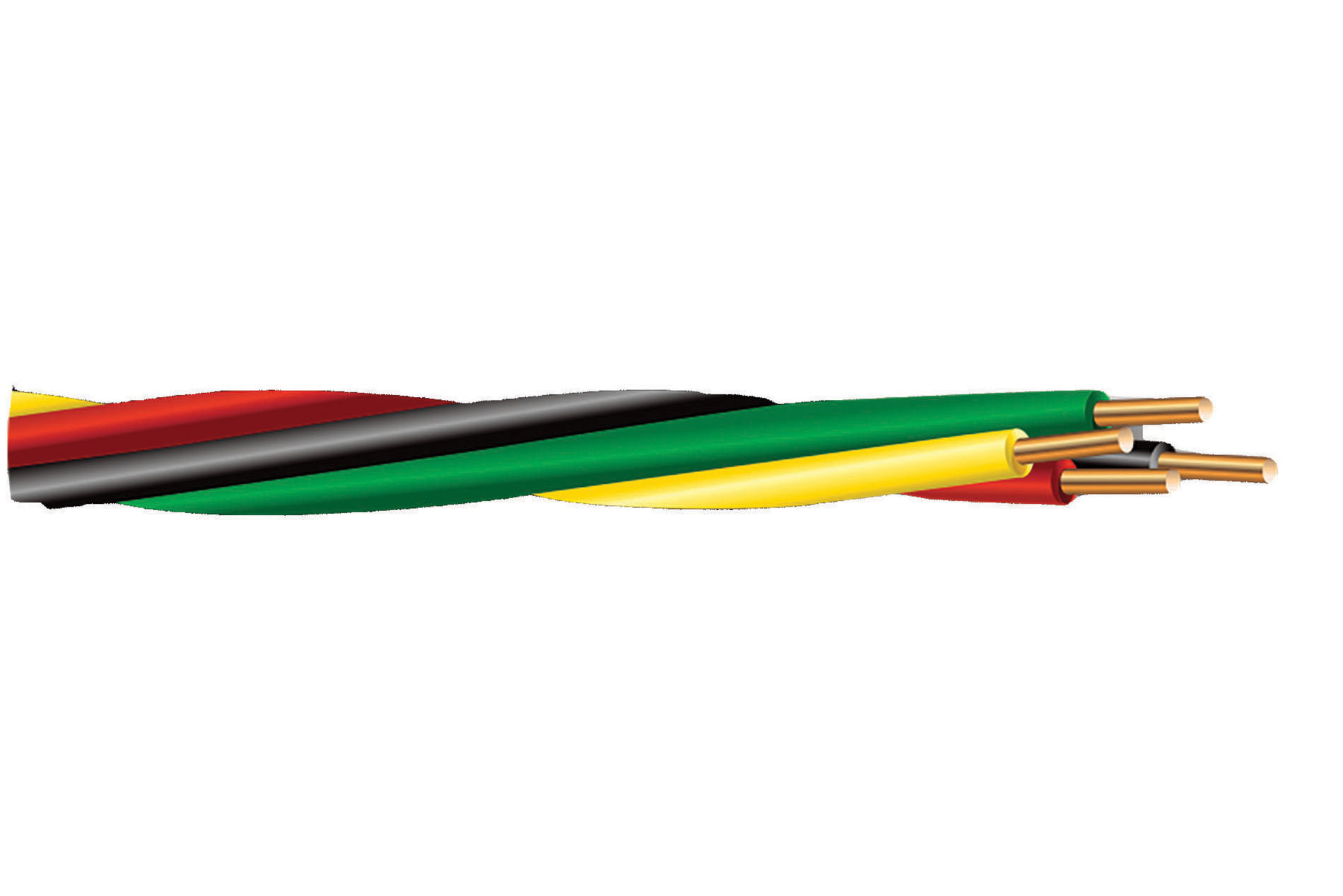 Black, green, red and yellow cables. Image by Cerrowire.