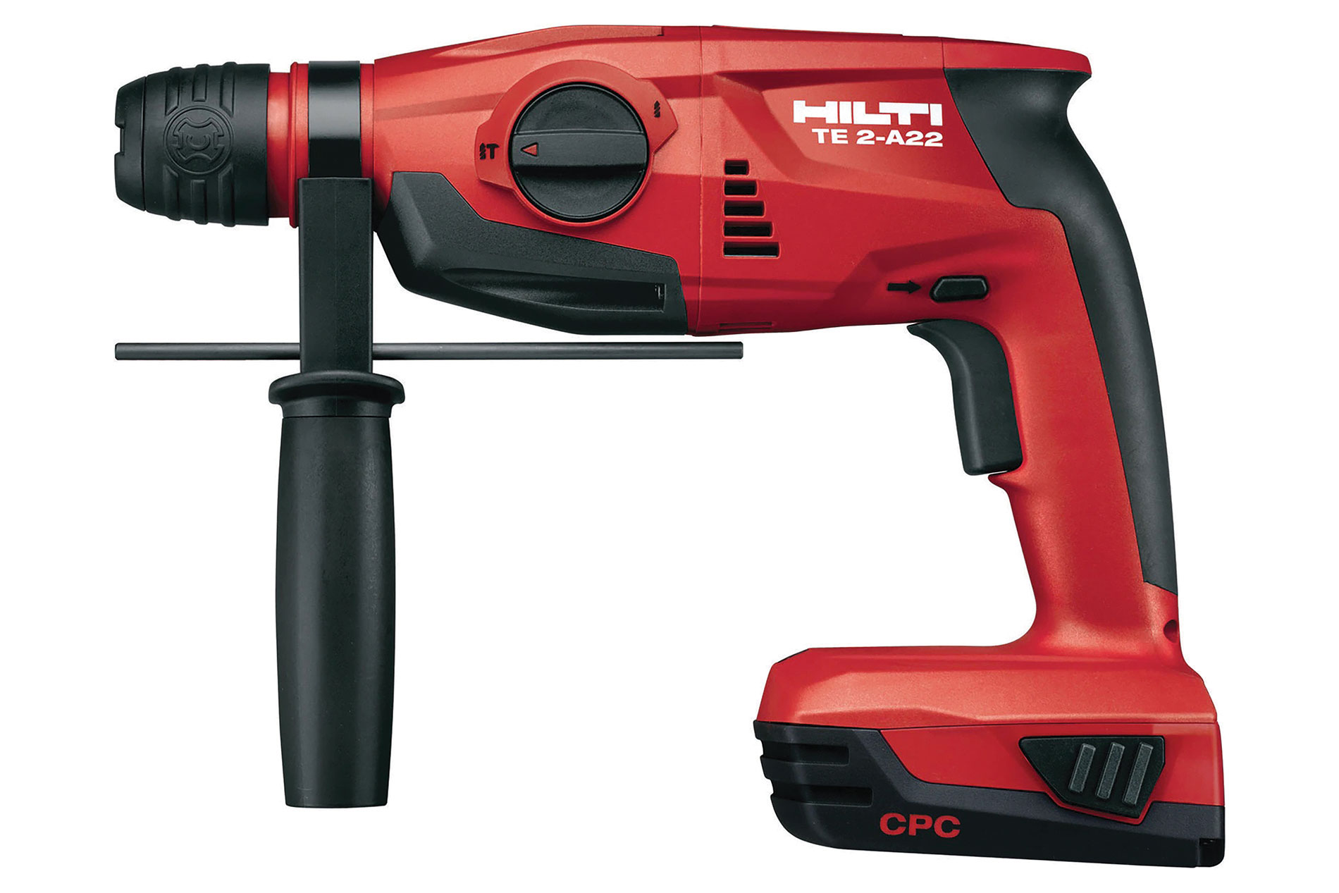 Black and red rotary hammer. Image by Hilti.