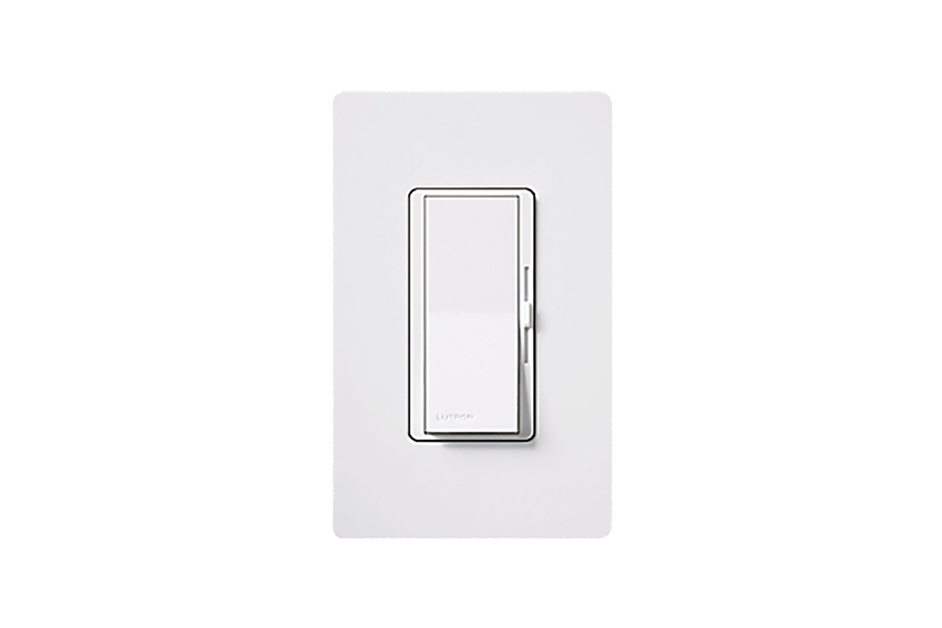 White dimmable light switch. Image by Lutron.