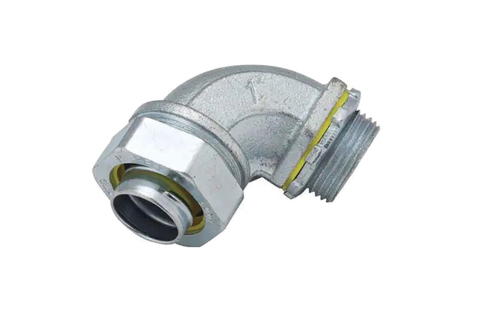 Metal 90-degree connector. Image by Raco.