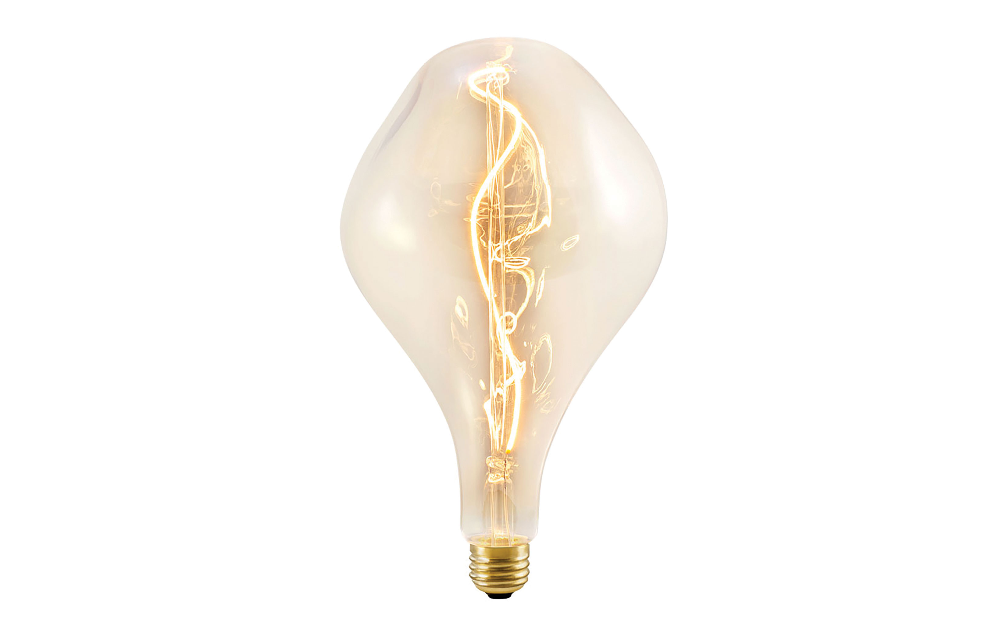Elongated yellow glass lightbulb. Image by Barn Light Electric.