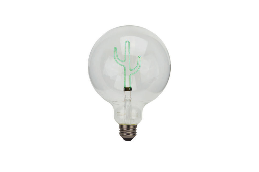 Lightbulb with a green cactus-shaped filament.