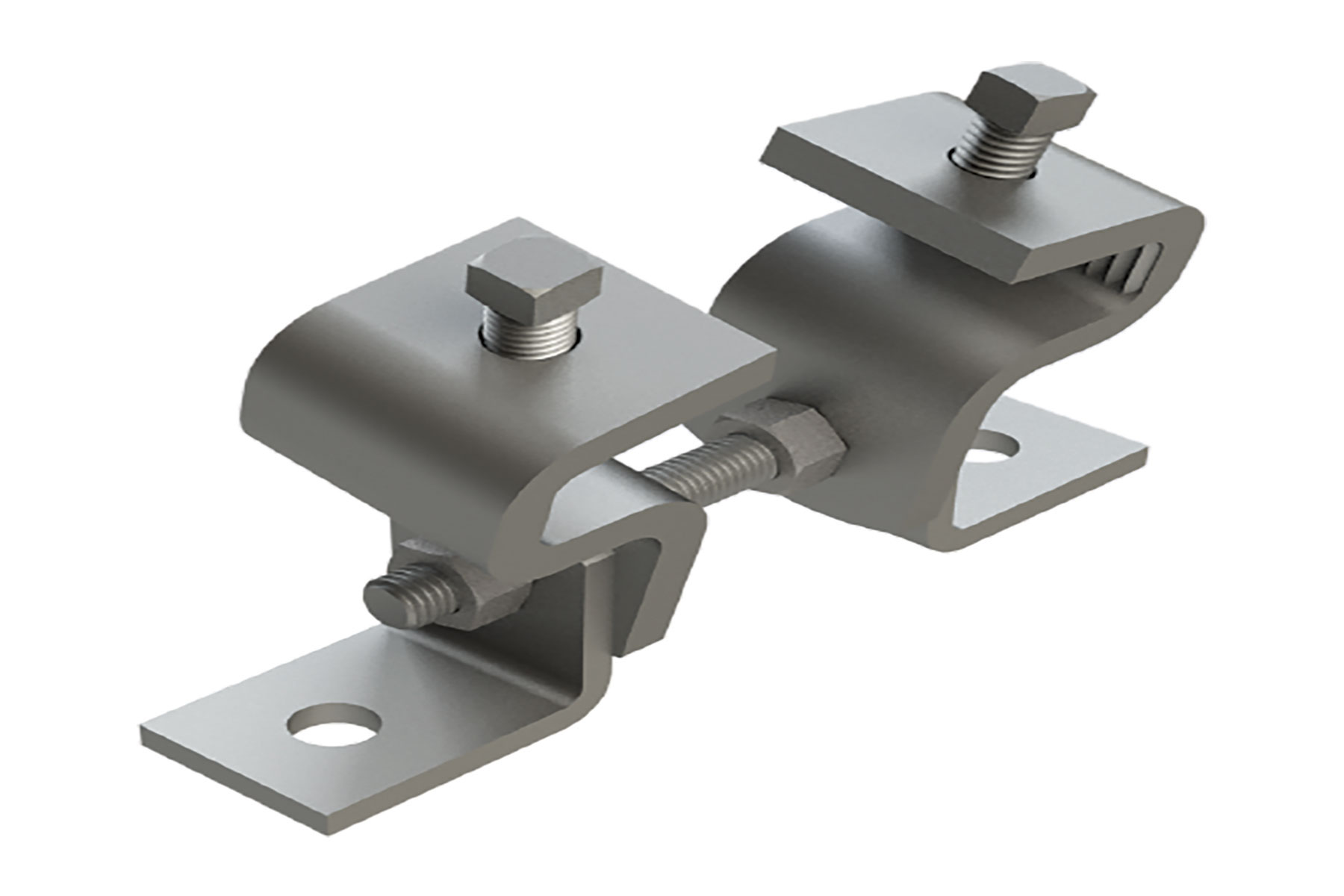 Gray hinged beam clamp. Image by Atkore.
