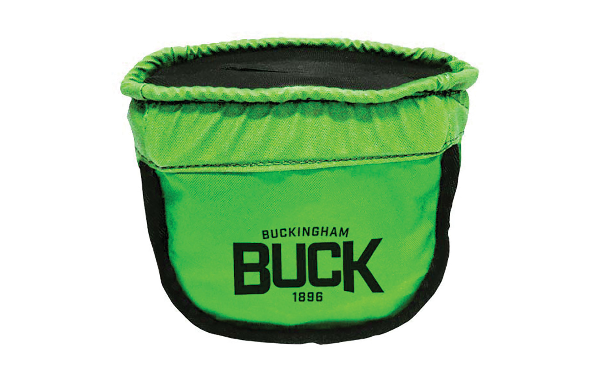 0722_New_Buckingham Green and black bag reading Buckingham Buck. Image by Buckingham Manufacturing.