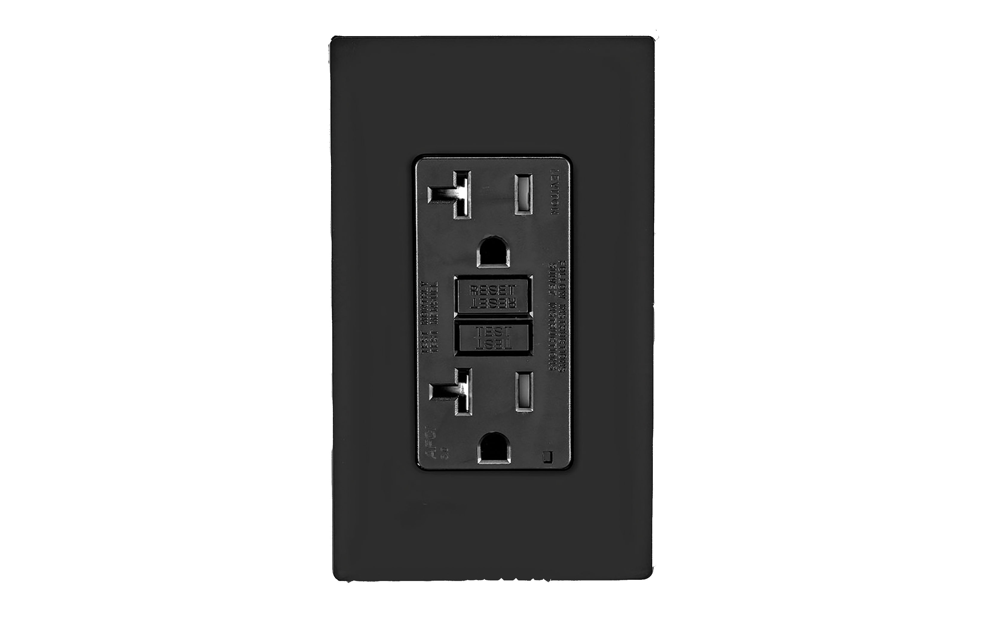 0722_New_Leviton Black AFCI receptacle outlet. Image by AFCI.