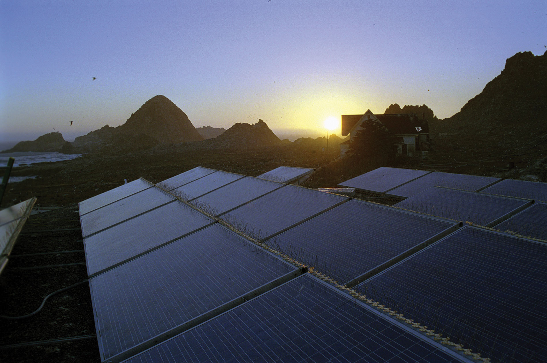 solar panel and sunset