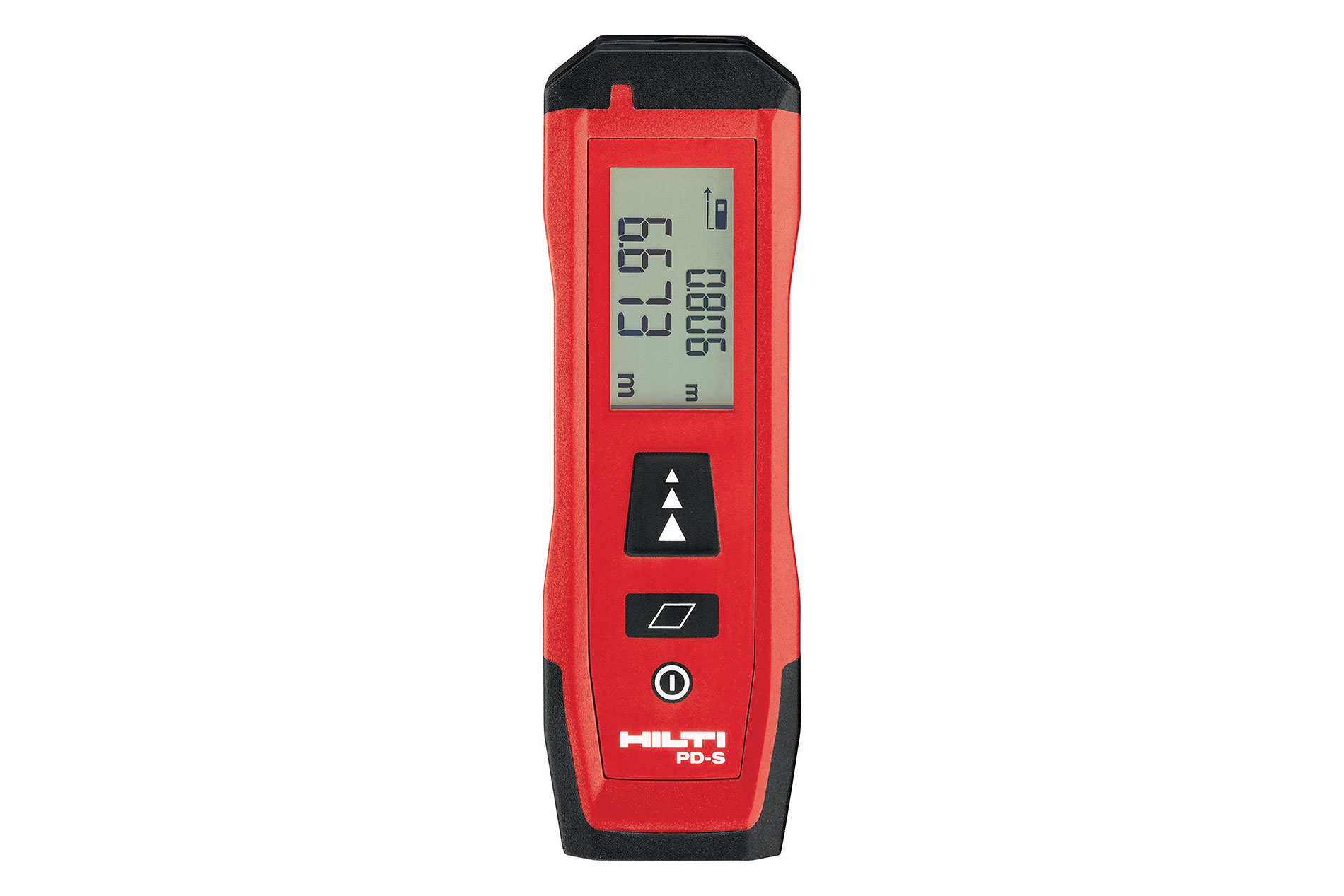 Black and red laser meter with digital screen. Image by Hilti.