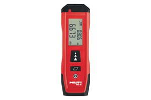 Black and red laser meter with digital screen. Image by Hilti.