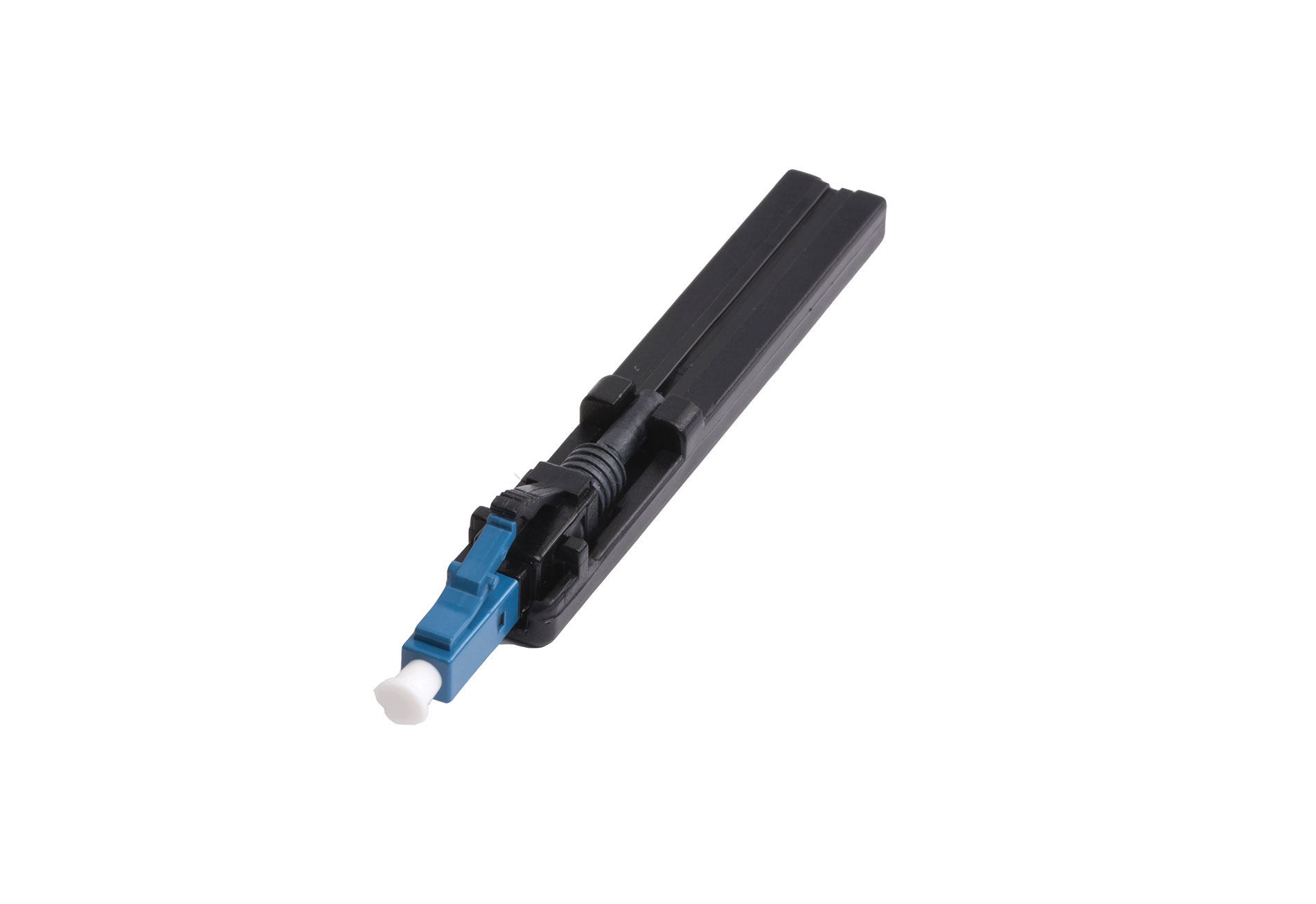 Black and blue connector. Image by Hyperline.