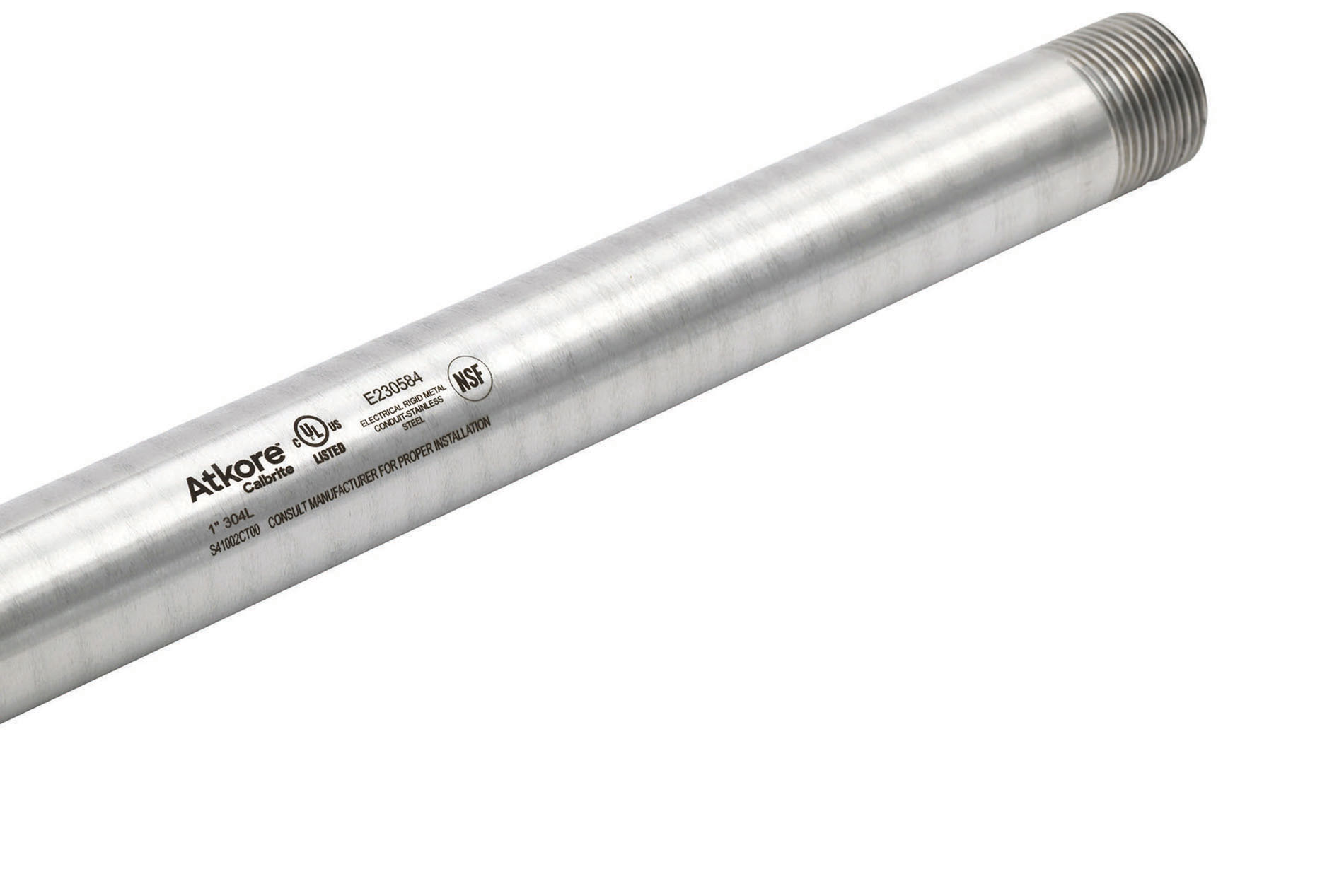 Metal laser-marked conduit. Image by Atkore.