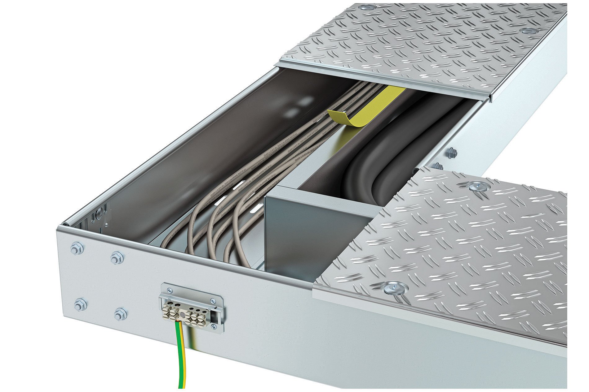0822_New_chalfant Steel cable tray with treaded covers. Image by Chalfant.