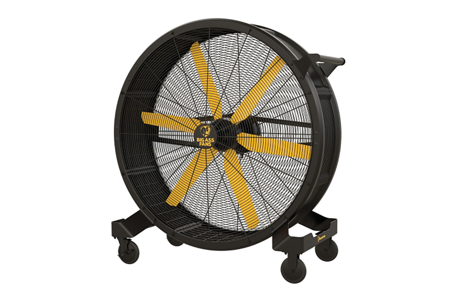 Black and yellow barrel fan. Image by Big Ass Fans.