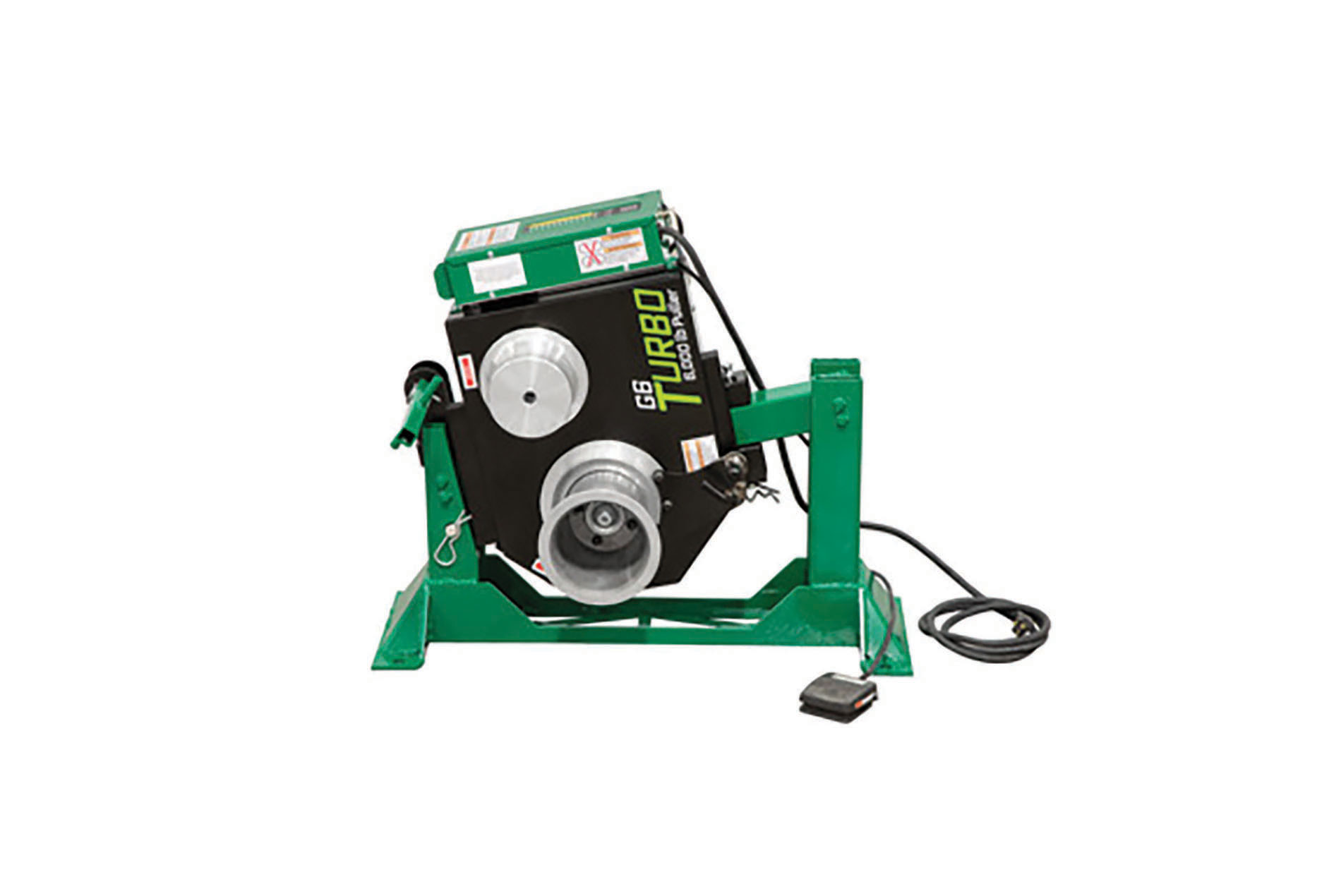 Black and green cable puller reading Turbo. Image by Greenlee.