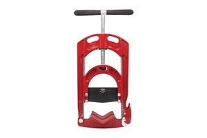 Black and red guillotine pipe cutter. Image by Reed Manufacturing.
