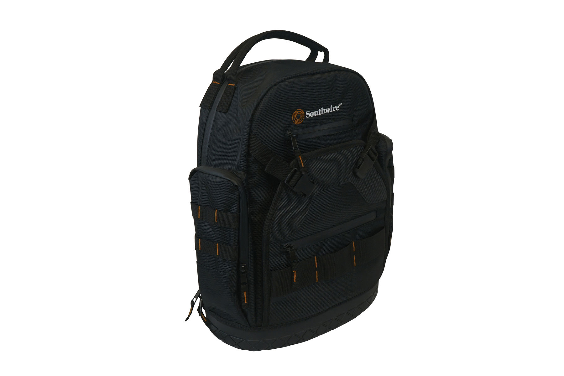 Black backpack with orange details and Southwire logo. Image by Southwire.