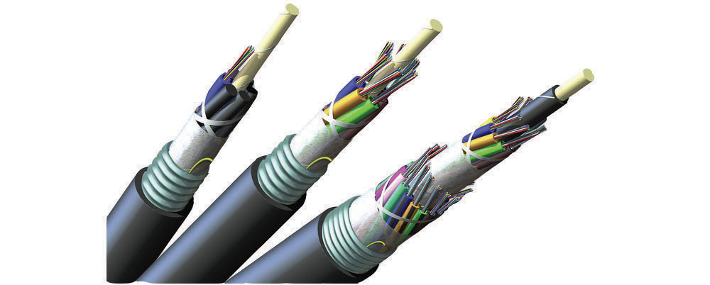 Multiple gray cables with multicolored interior cables. Image by Corning.