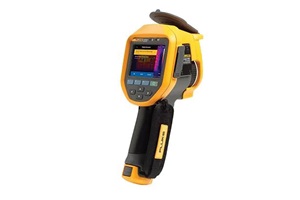 Yellow camera with a black handle and digital screen. Image by Fluke.