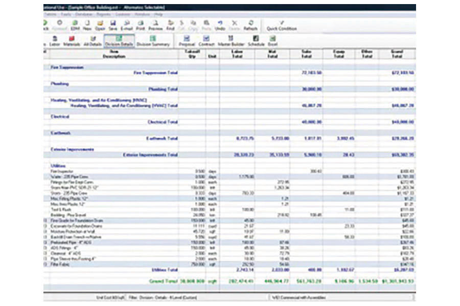 Screenshot of spreadsheet software. Image by Trimble.