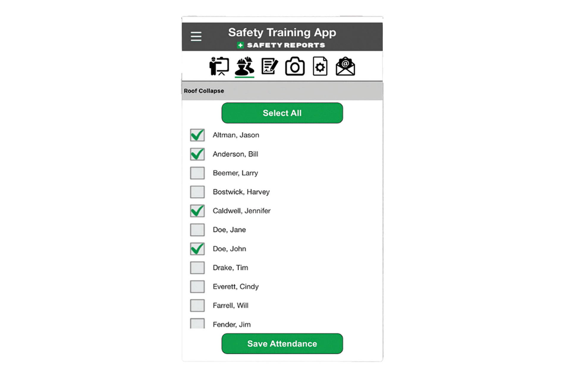 Safety Reports training software screenshot