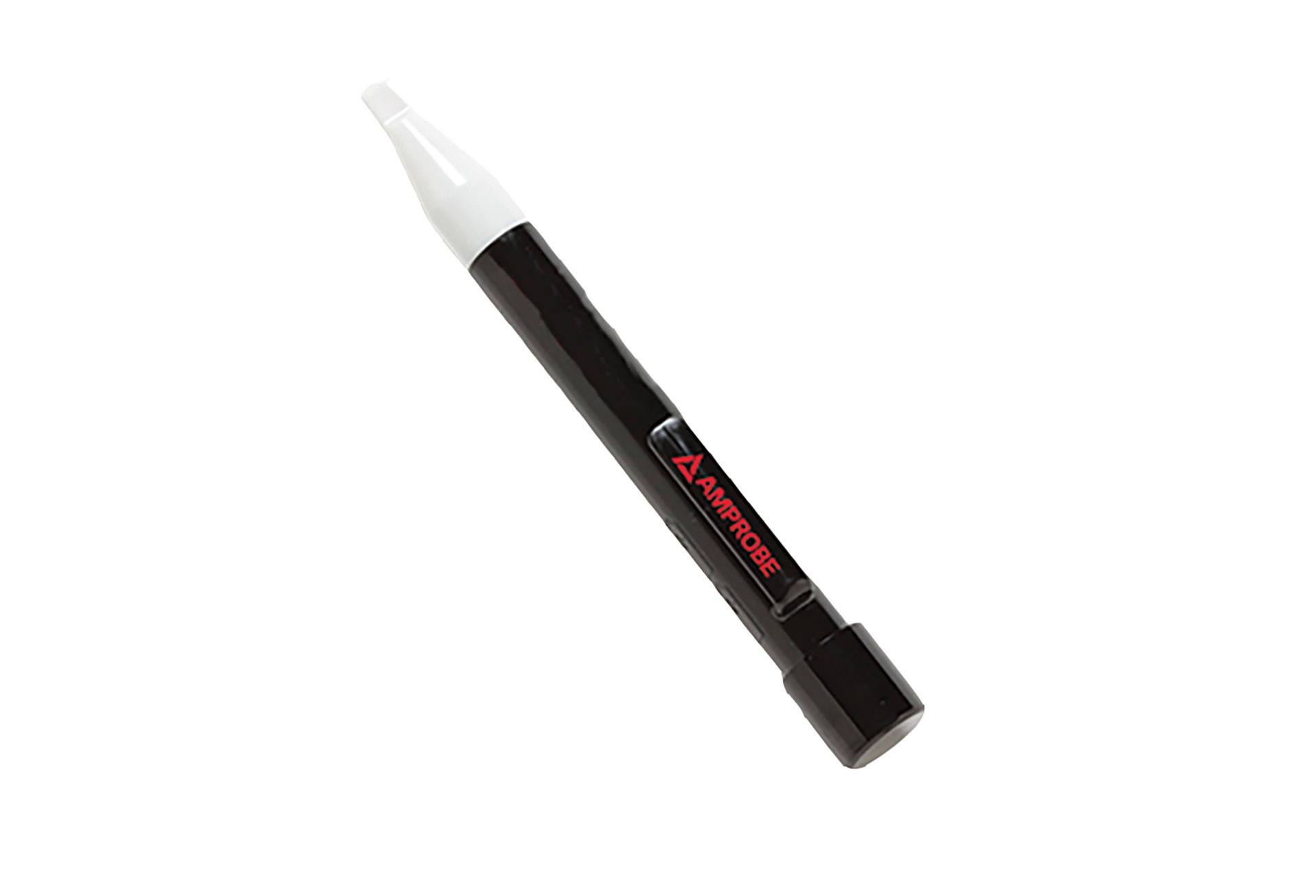 Black, white and red volt detector with the Amprobe logo. Image by Amprobe.