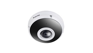 Black and gray round camera. Image by Vivotek.