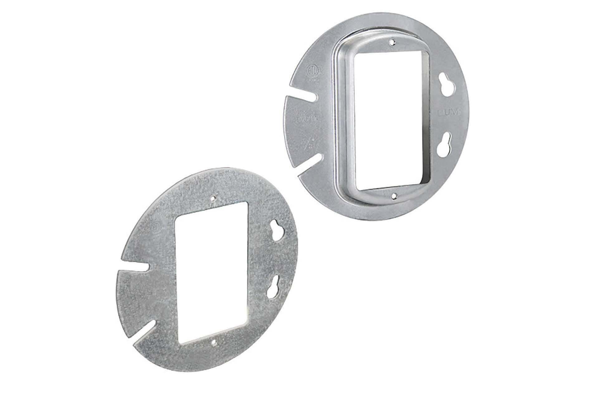 One flat steel ring and one steel ring with a raised lip. Image by Orbit Industries.
